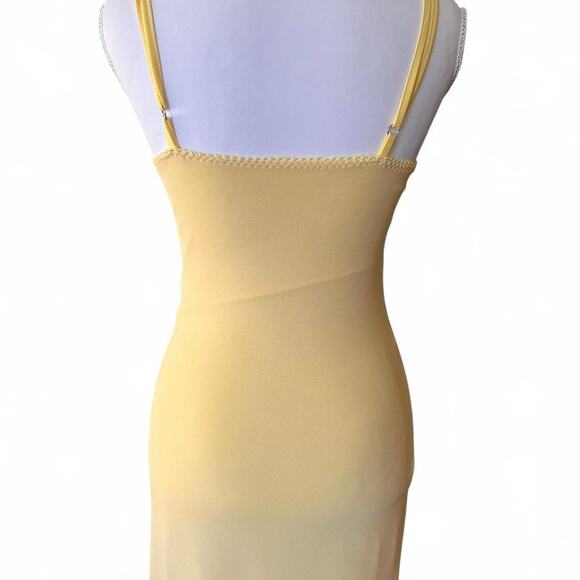 Butter Yellow Slip Maxi Dress Spaghetti Strap Empire Bust Minimal XS - Picture 5 of 7